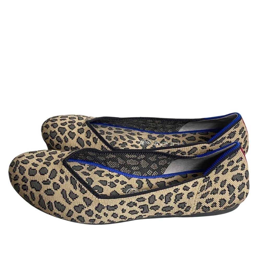 Rothys almond toe Flats Big Cat Leopard Print Pointed Toe Shoes Womens Size 9